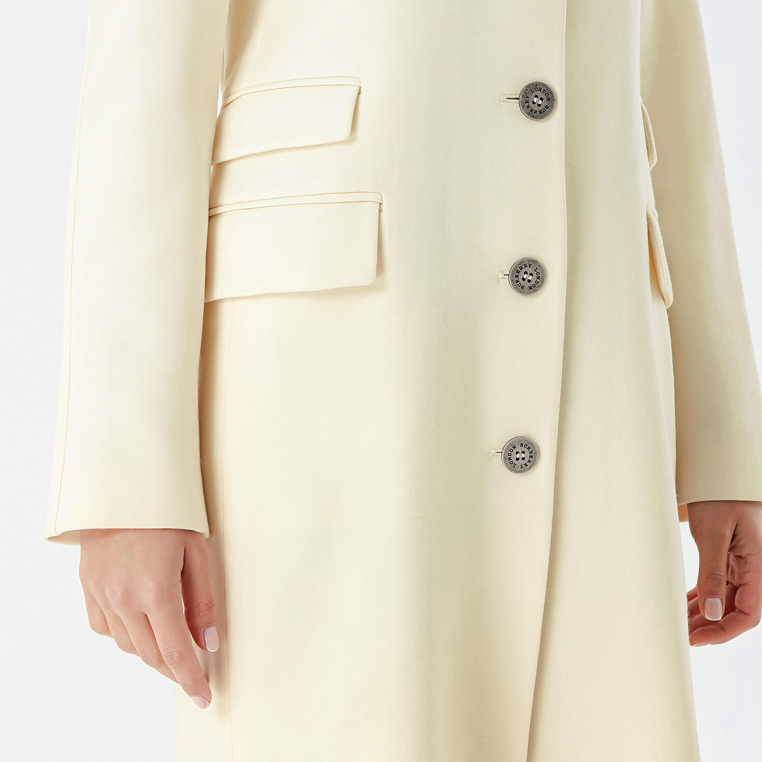 Burberry - Cream Wool Breasted Trench Coat